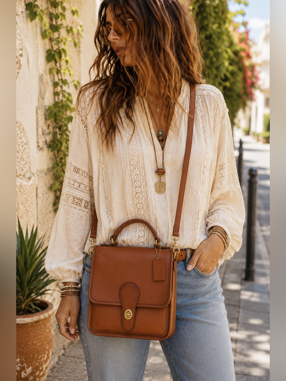 Coach Vintage Station Bag 5130 British Tan USA Leather Crossbody 1995 - Picture 2 of 16
